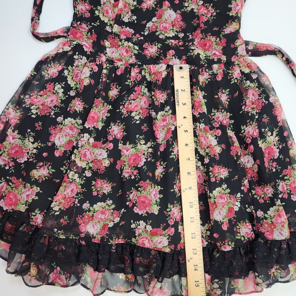 Tripp Nyc Daang Goodman Romantic Rose Garden Floral Dress Size S Lace Trim Goth - Picture 15 of 16